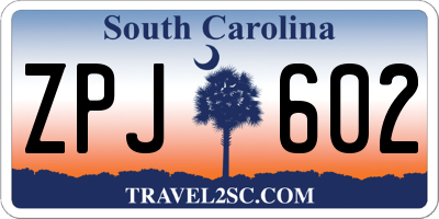 SC license plate ZPJ602
