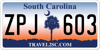 SC license plate ZPJ603
