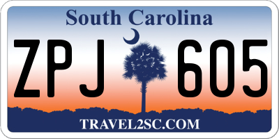 SC license plate ZPJ605