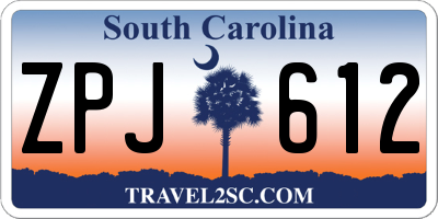 SC license plate ZPJ612