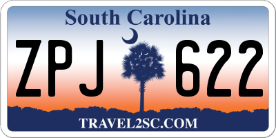 SC license plate ZPJ622