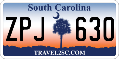 SC license plate ZPJ630