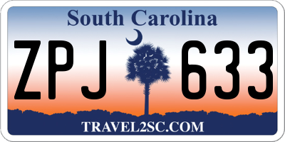 SC license plate ZPJ633