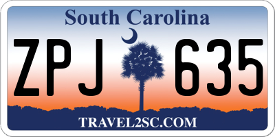 SC license plate ZPJ635