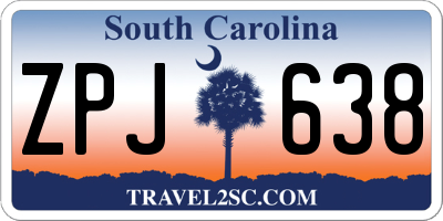 SC license plate ZPJ638