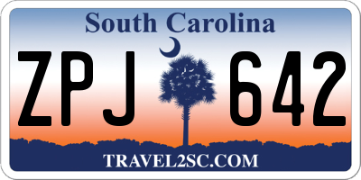 SC license plate ZPJ642