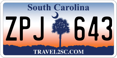 SC license plate ZPJ643