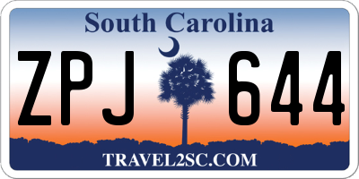 SC license plate ZPJ644