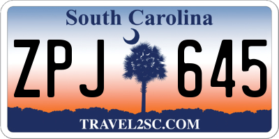 SC license plate ZPJ645