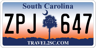 SC license plate ZPJ647