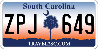 SC license plate ZPJ649