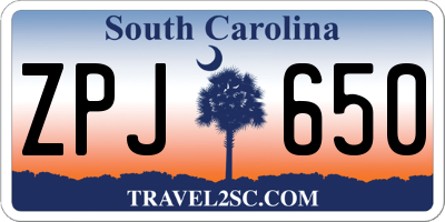 SC license plate ZPJ650