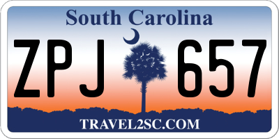 SC license plate ZPJ657