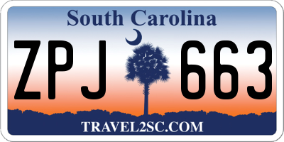 SC license plate ZPJ663