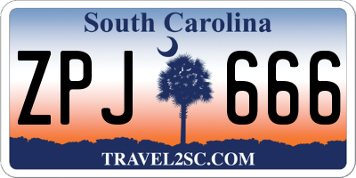 SC license plate ZPJ666