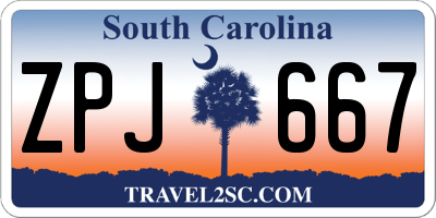 SC license plate ZPJ667