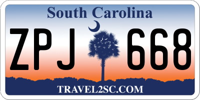 SC license plate ZPJ668