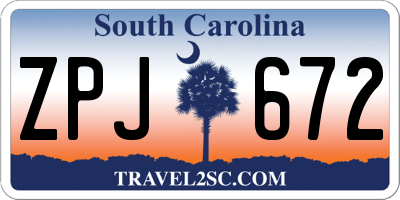 SC license plate ZPJ672