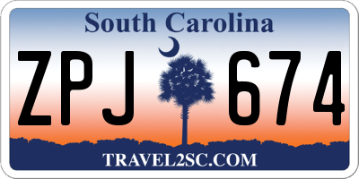 SC license plate ZPJ674