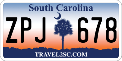SC license plate ZPJ678