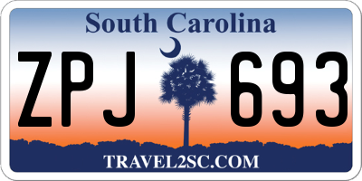 SC license plate ZPJ693