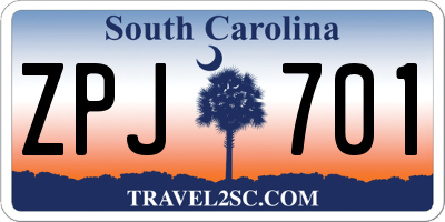 SC license plate ZPJ701