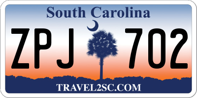 SC license plate ZPJ702