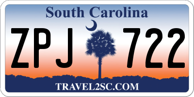 SC license plate ZPJ722
