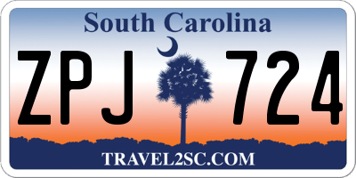 SC license plate ZPJ724