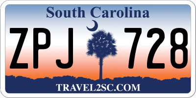 SC license plate ZPJ728