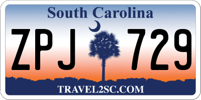 SC license plate ZPJ729
