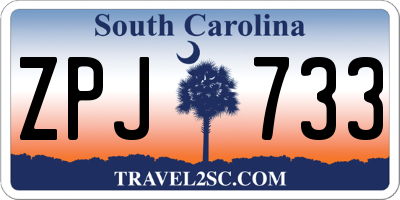SC license plate ZPJ733