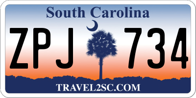 SC license plate ZPJ734