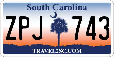 SC license plate ZPJ743
