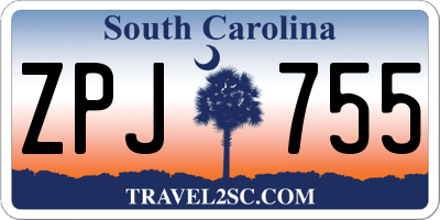SC license plate ZPJ755