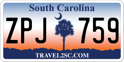 SC license plate ZPJ759