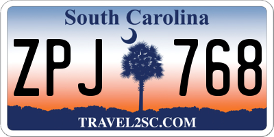 SC license plate ZPJ768