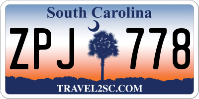 SC license plate ZPJ778