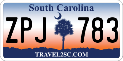 SC license plate ZPJ783