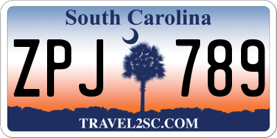 SC license plate ZPJ789