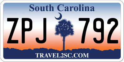 SC license plate ZPJ792