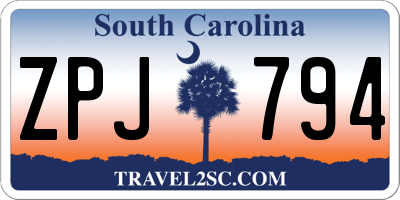 SC license plate ZPJ794