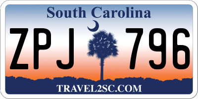 SC license plate ZPJ796