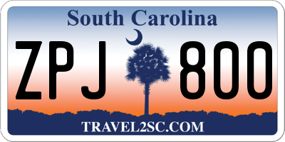 SC license plate ZPJ800