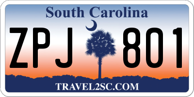 SC license plate ZPJ801
