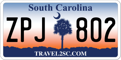 SC license plate ZPJ802