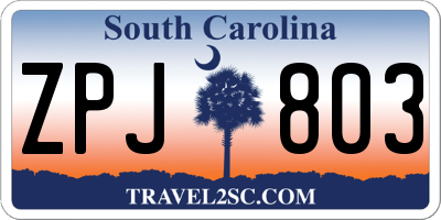 SC license plate ZPJ803