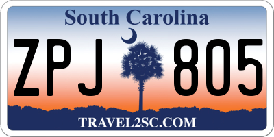 SC license plate ZPJ805