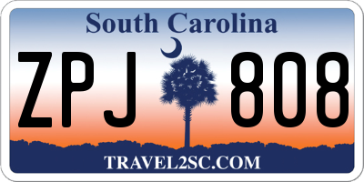 SC license plate ZPJ808