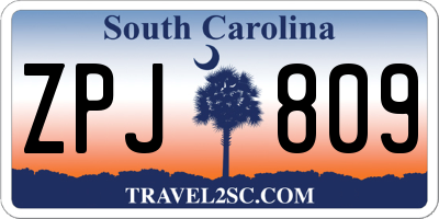 SC license plate ZPJ809